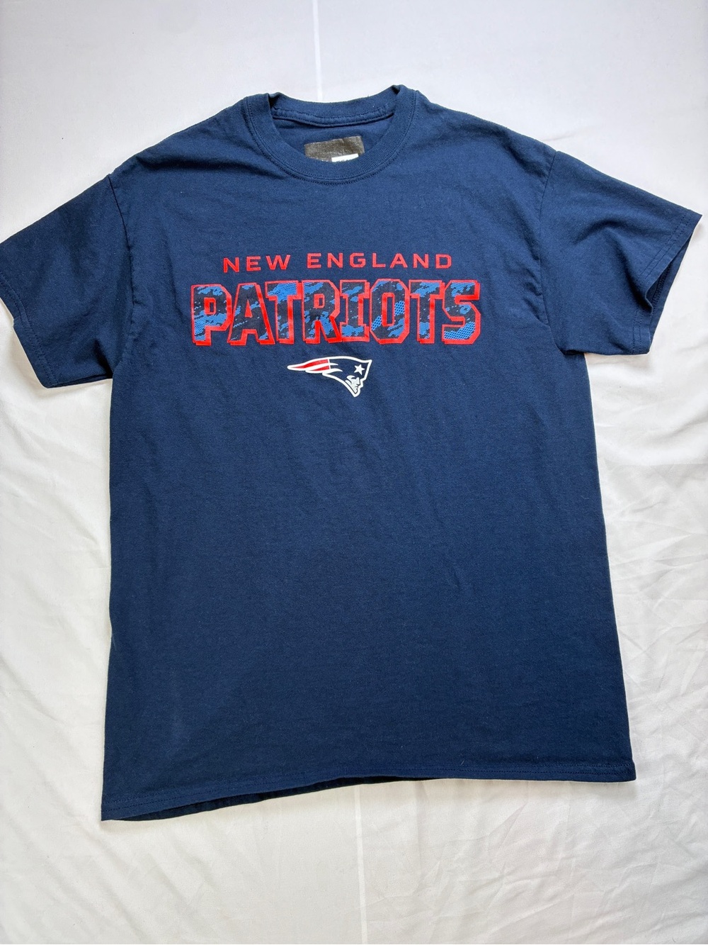 NFL New England Patriots Navy Short Sleeve Tee with Red Logo